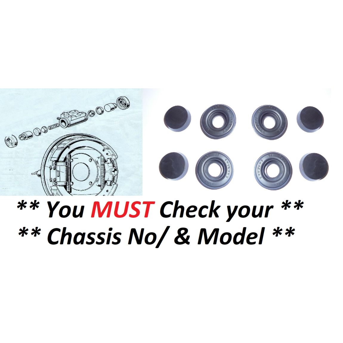 REAR BRAKE WHEEL CYLINDER SEALS REPAIR KITS x2 (Jaguar MkV) (** From 1950- 51 **) 